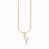 Women THOMAS SABO Necklaces-Gold-plated necklace with letter pendant V and white zirconia