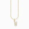 Women THOMAS SABO Necklaces-Gold-plated necklace with letter pendant W and white zirconia
