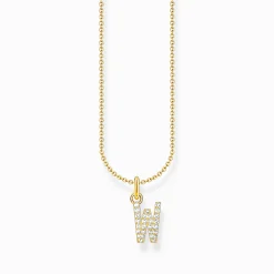 Women THOMAS SABO Necklaces-Gold-plated necklace with letter pendant W and white zirconia