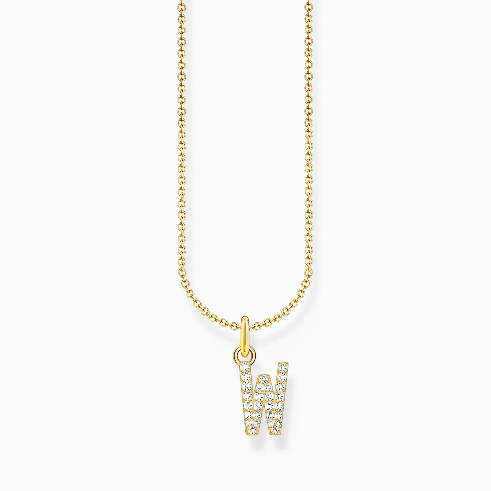 Women THOMAS SABO Necklaces-Gold-plated necklace with letter pendant W and white zirconia