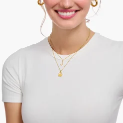 Women THOMAS SABO Necklaces-Gold-plated necklace with letter pendant W and white zirconia