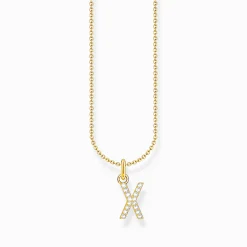 Women THOMAS SABO Necklaces-Gold-plated necklace with letter pendant X and white zirconia