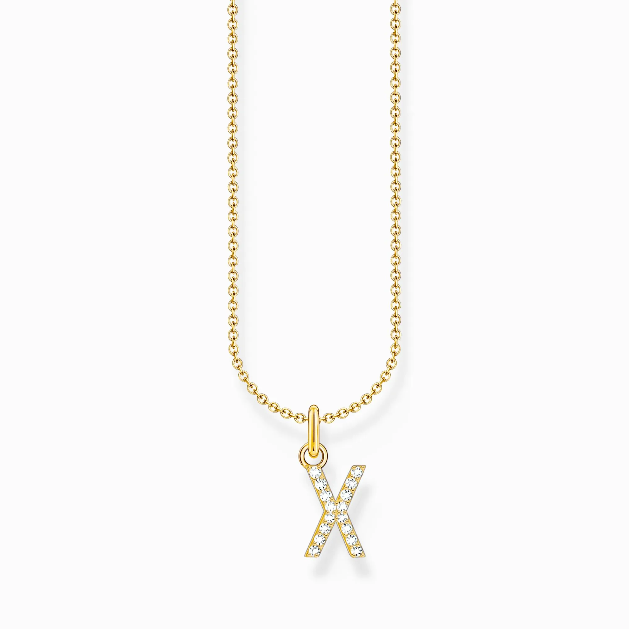 Women THOMAS SABO Necklaces-Gold-plated necklace with letter pendant X and white zirconia