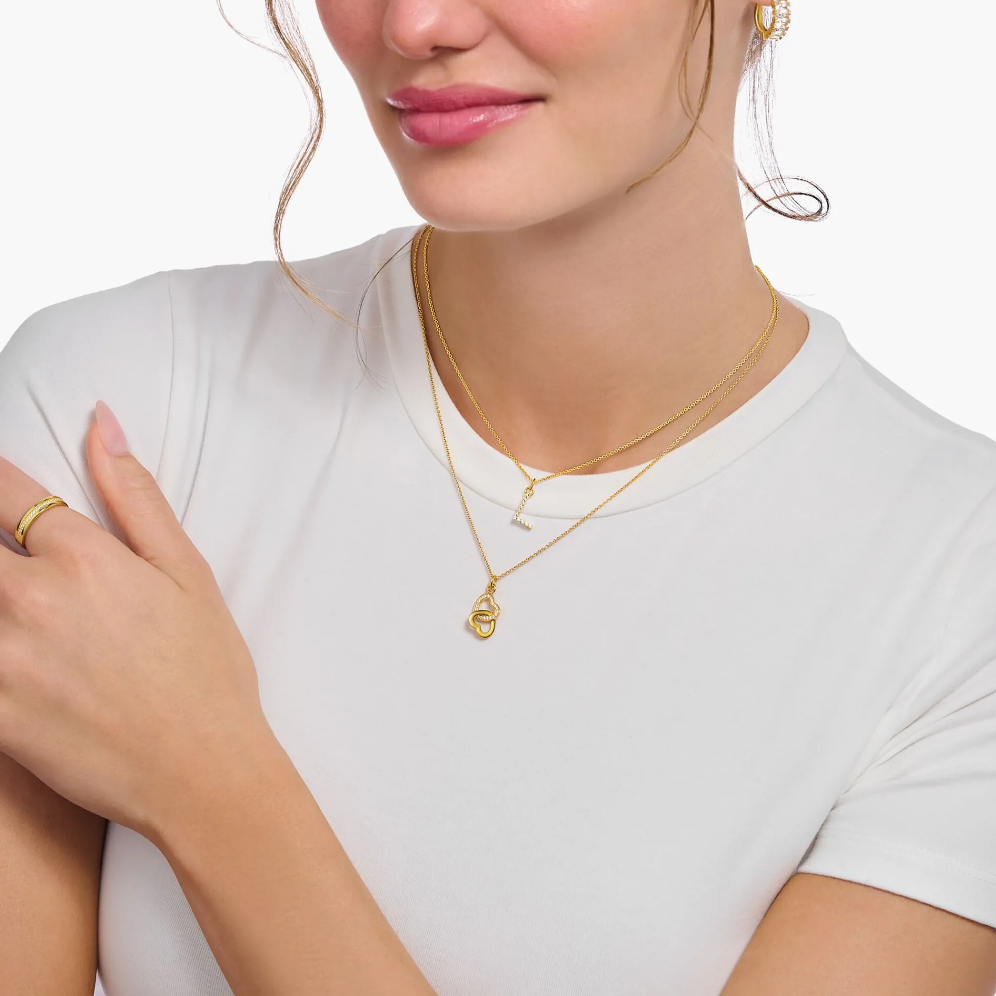 Women THOMAS SABO Necklaces-Gold-plated necklace with letter pendant X and white zirconia