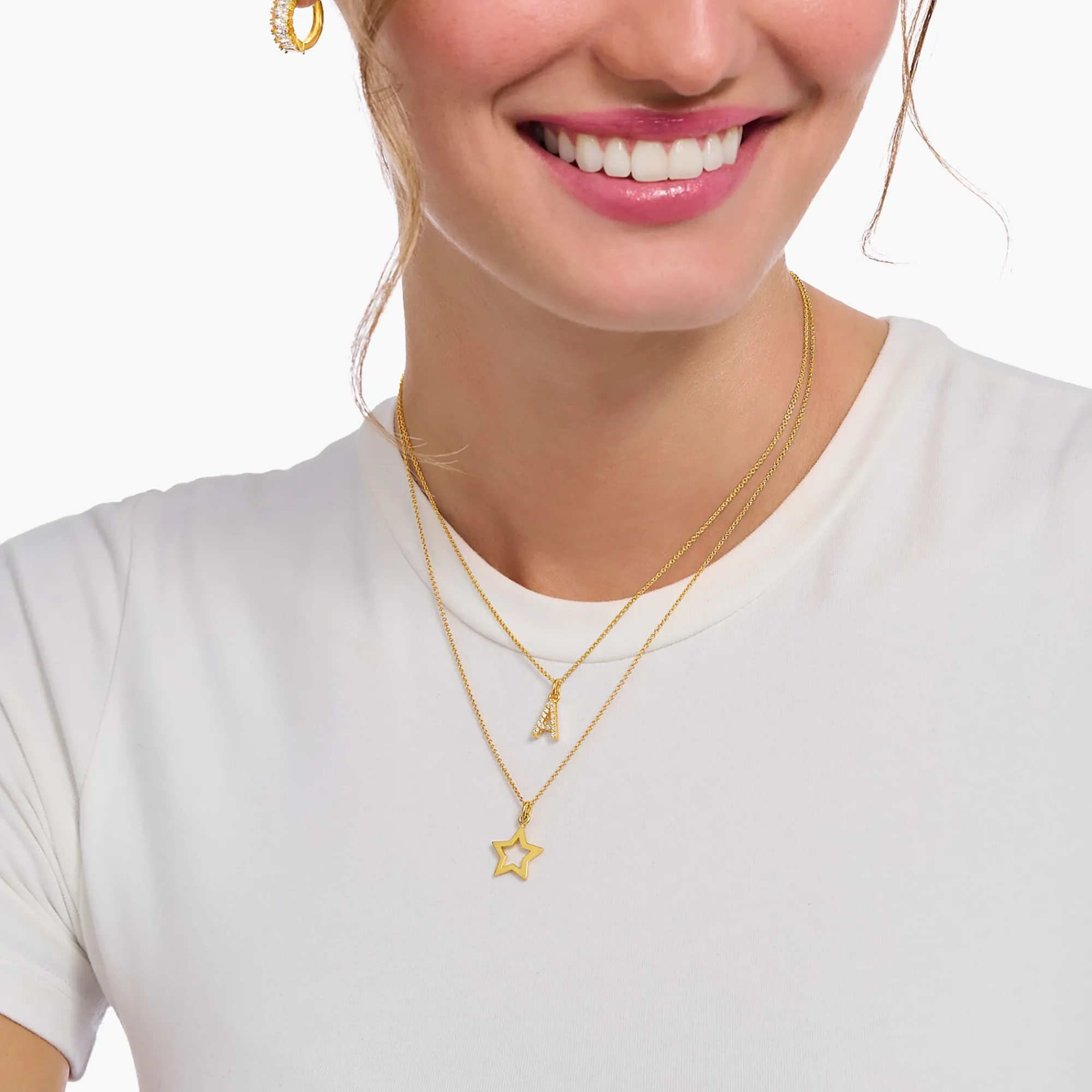 Women THOMAS SABO Necklaces-Gold-plated necklace with letter pendant Z and white zirconia