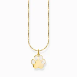 Women THOMAS SABO Necklaces|18-Carat Gold-Plating - 925 Silver-Gold-plated necklace with paw pendant and cold enamel