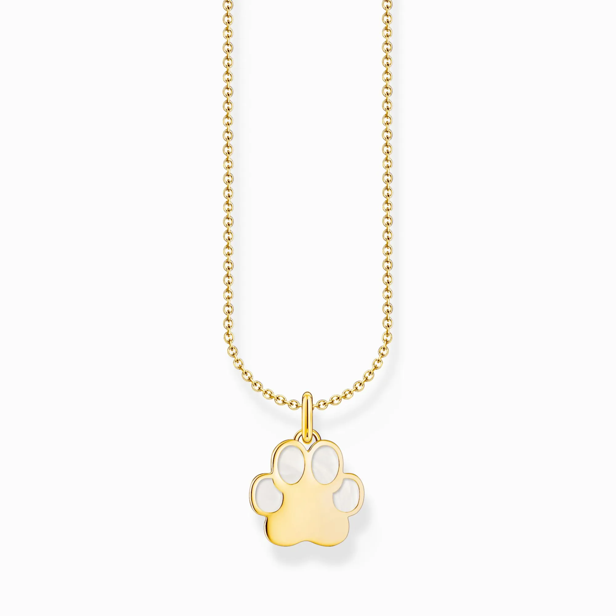 Women THOMAS SABO Necklaces|18-Carat Gold-Plating - 925 Silver-Gold-plated necklace with paw pendant and cold enamel