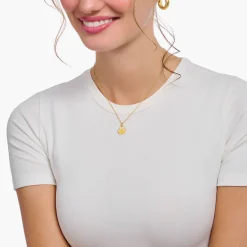 Women THOMAS SABO Necklaces|18-Carat Gold-Plating - 925 Silver-Gold-plated necklace with paw pendant and cold enamel