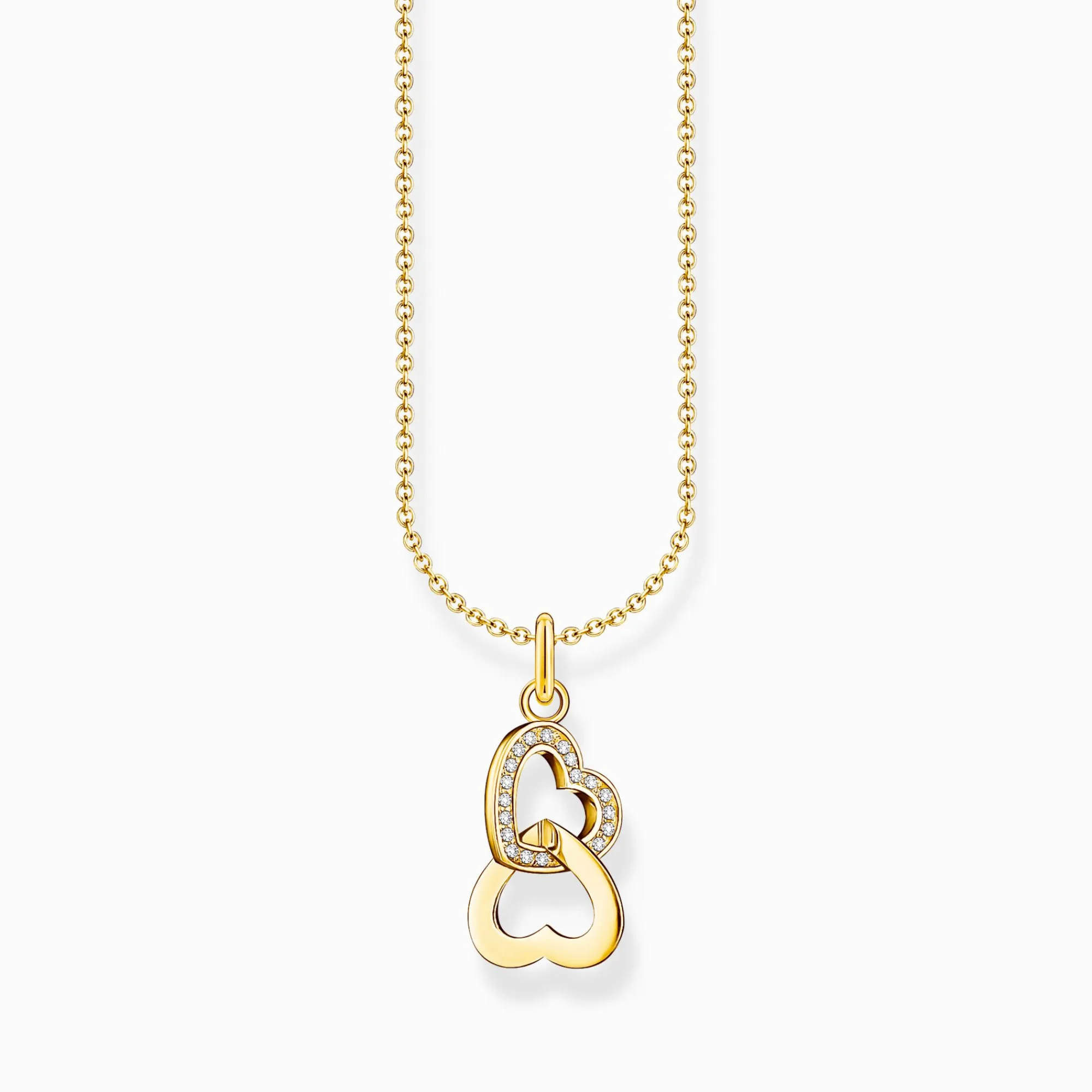 Women THOMAS SABO Necklaces-Gold-plated necklace with intertwined hearts pendant