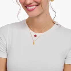 Women THOMAS SABO Necklaces-Gold-plated necklace with rose pendant