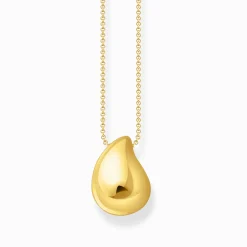 Women THOMAS SABO Necklaces|18-Carat Gold-Plating - 925 Silver-Gold-plated necklace with pendant in organic drop-shape