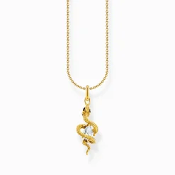 Women THOMAS SABO Necklaces|18-Carat Gold-Plating - 925 Silver-Gold-plated necklace with snake pendant Tempting Romance