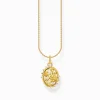 Women THOMAS SABO Necklaces|18-Carat Gold-Plating - 925 Silver-Gold-plated necklace with pendant Roses Romance