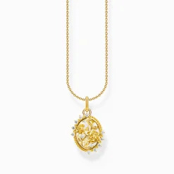 Women THOMAS SABO Necklaces|18-Carat Gold-Plating - 925 Silver-Gold-plated necklace with pendant Roses Romance