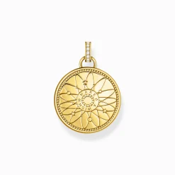 Women THOMAS SABO Pendants|18-Carat Gold-Plating - 925 Silver-Gold-plated pendant wheel of fortune with cold enamel and stones