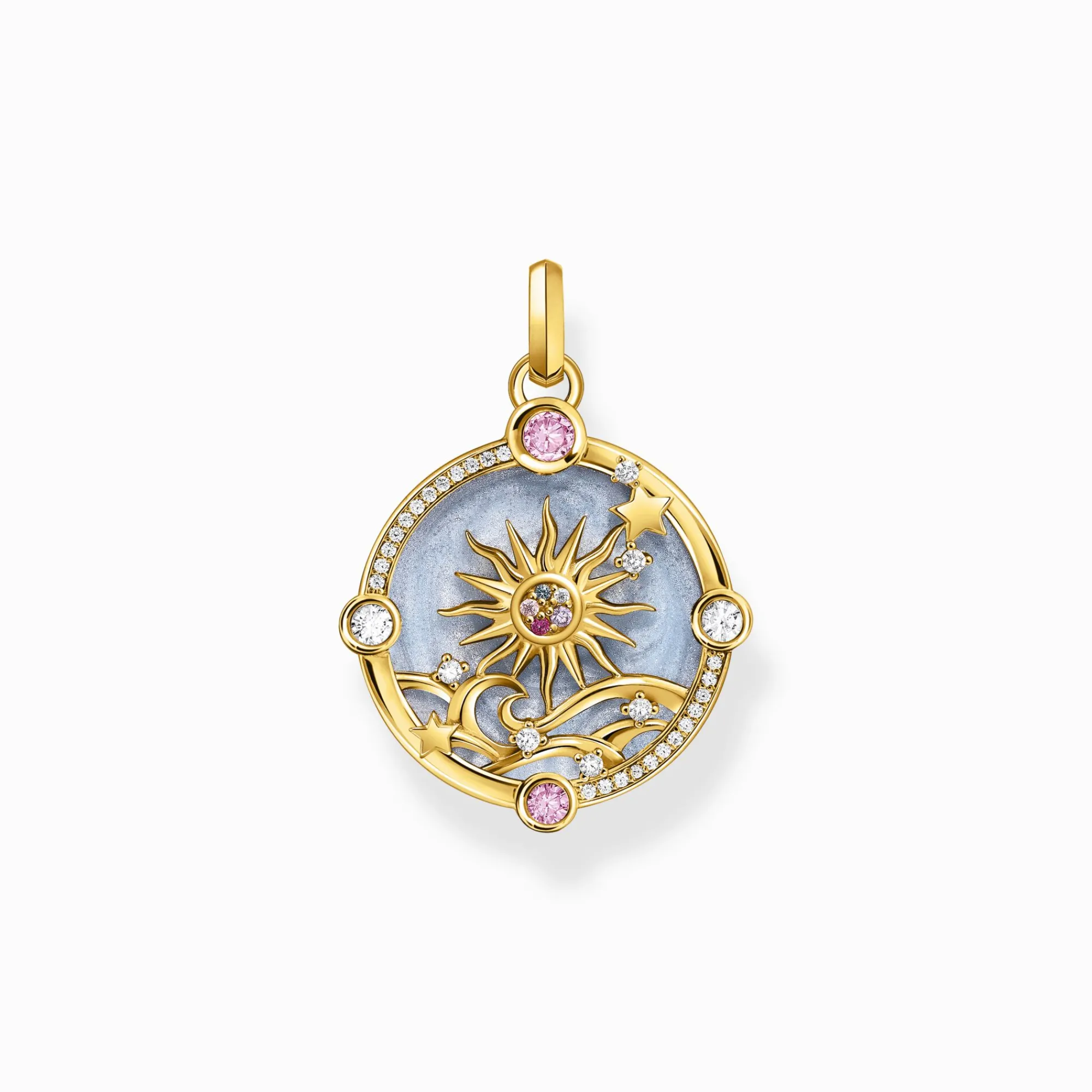 Women THOMAS SABO Pendants|18-Carat Gold-Plating - 925 Silver-Gold-plated pendant with blue cold enamel and colourful stones