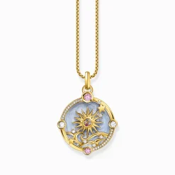 Women THOMAS SABO Pendants|18-Carat Gold-Plating - 925 Silver-Gold-plated pendant with blue cold enamel and colourful stones