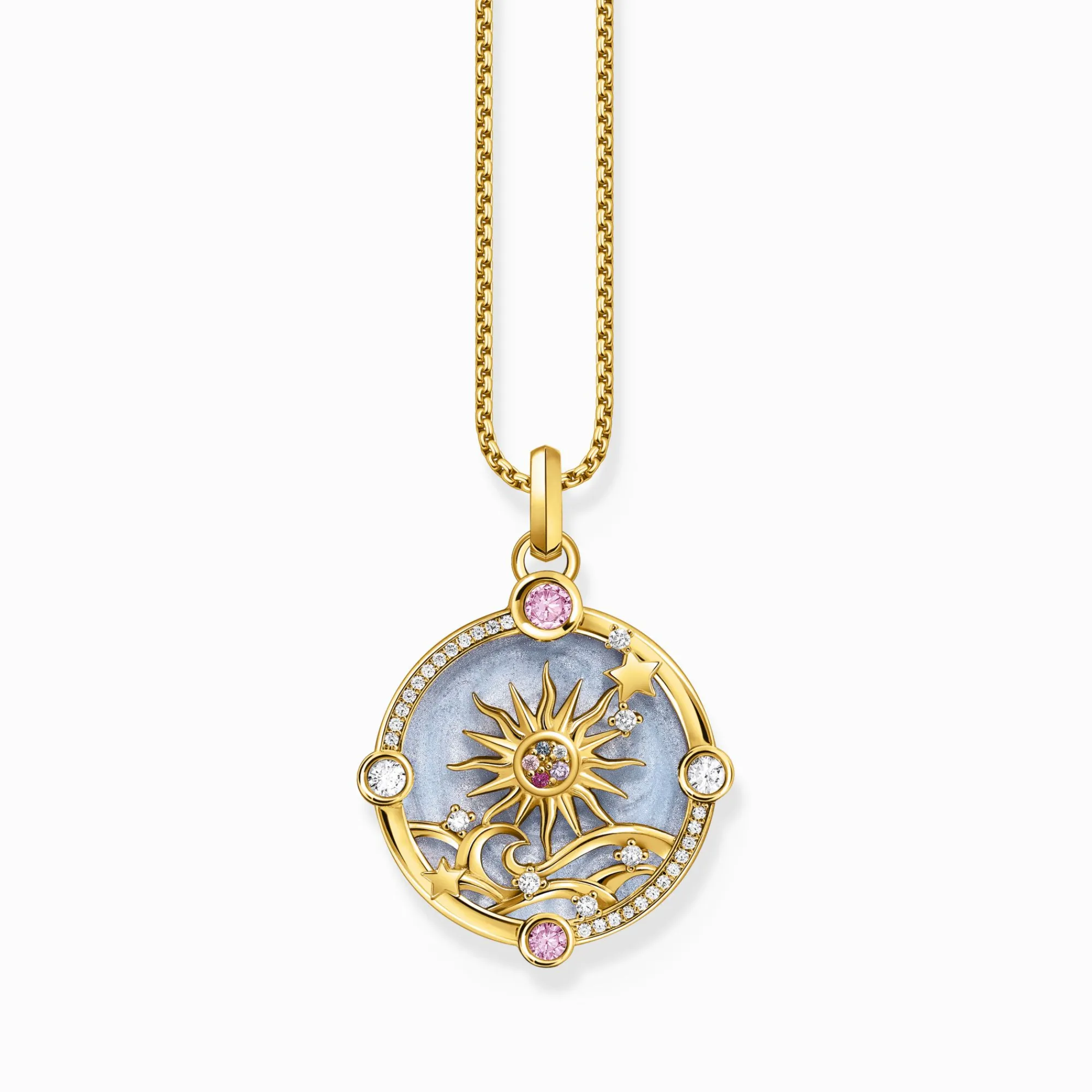 Women THOMAS SABO Pendants|18-Carat Gold-Plating - 925 Silver-Gold-plated pendant with blue cold enamel and colourful stones