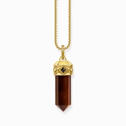 Women THOMAS SABO Pendants|Pendants-Gold-plated pendant with hexagon-cut red tiger's eye