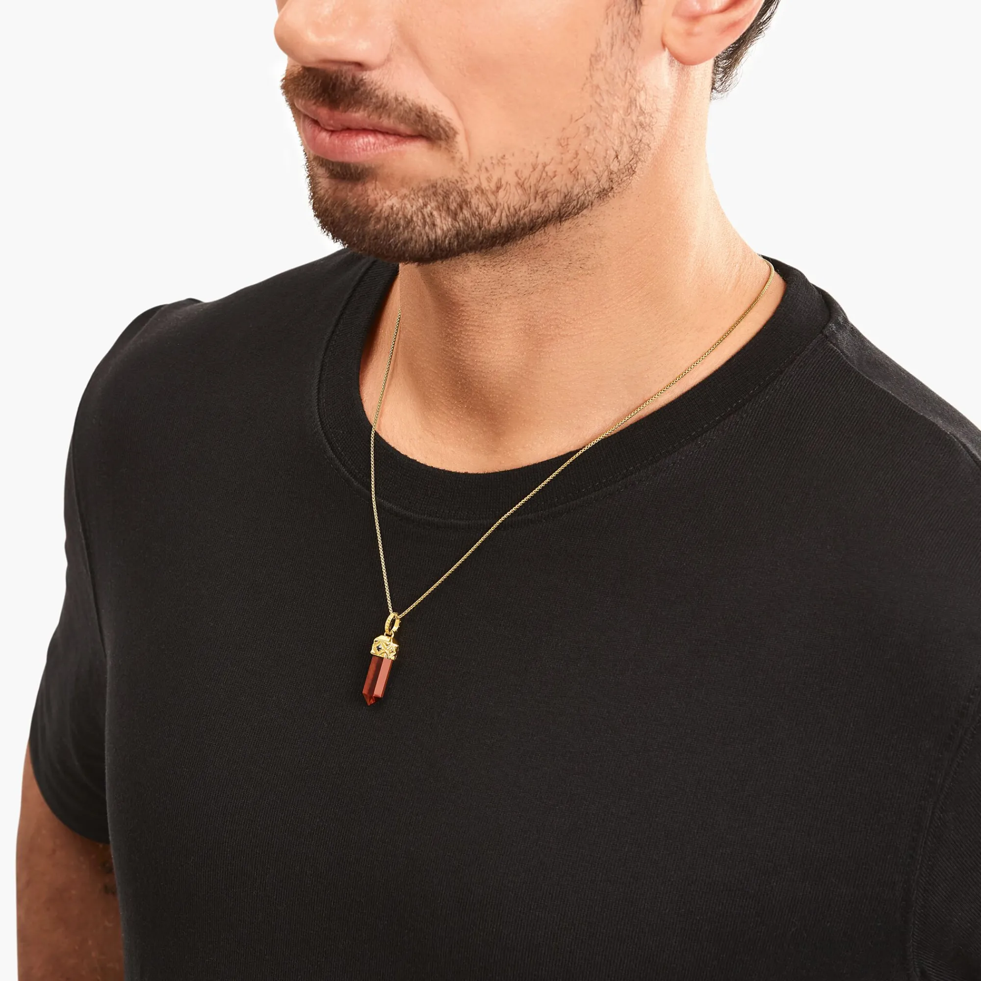 Women THOMAS SABO Pendants|Pendants-Gold-plated pendant with hexagon-cut red tiger's eye