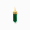 Women THOMAS SABO Pendants|Pendants-Gold-plated pendant with hexagon-cut green malachite