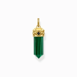 Women THOMAS SABO Pendants|Pendants-Gold-plated pendant with hexagon-cut green malachite