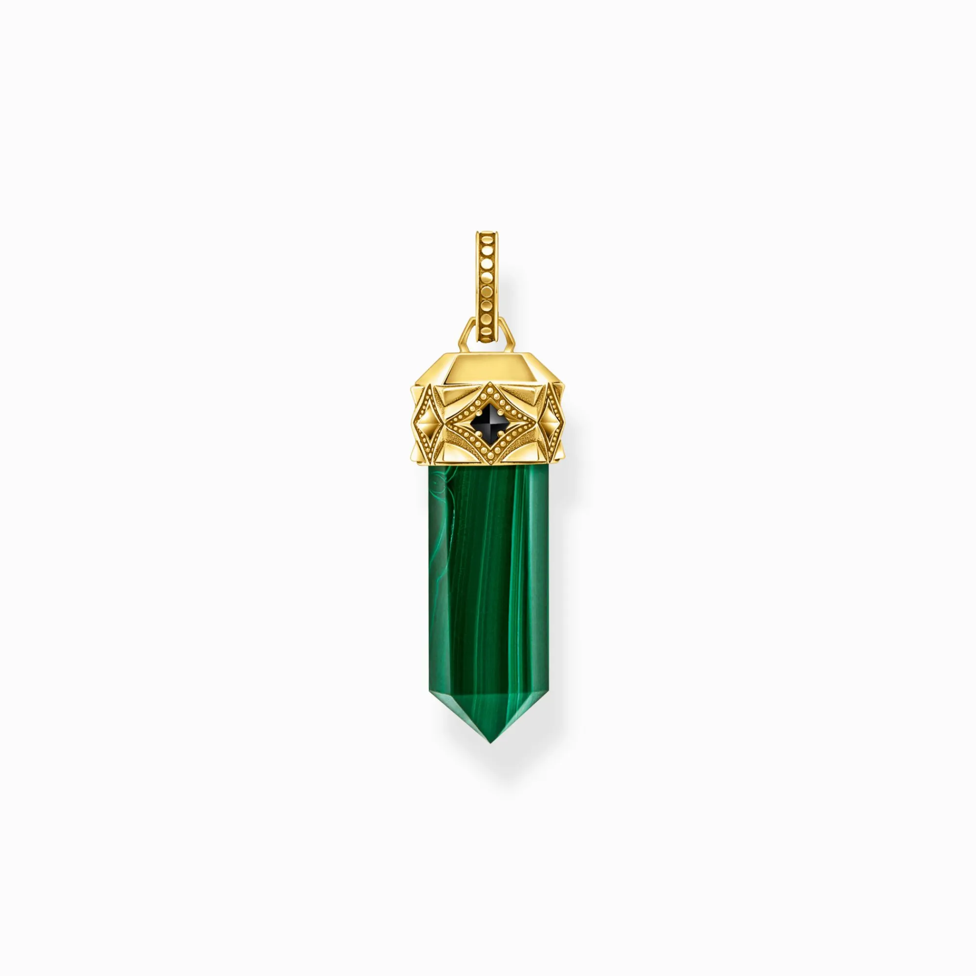 Women THOMAS SABO Pendants|Pendants-Gold-plated pendant with hexagon-cut green malachite