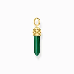 Women THOMAS SABO Pendants|Pendants-Gold-plated pendant with hexagon-cut green malachite