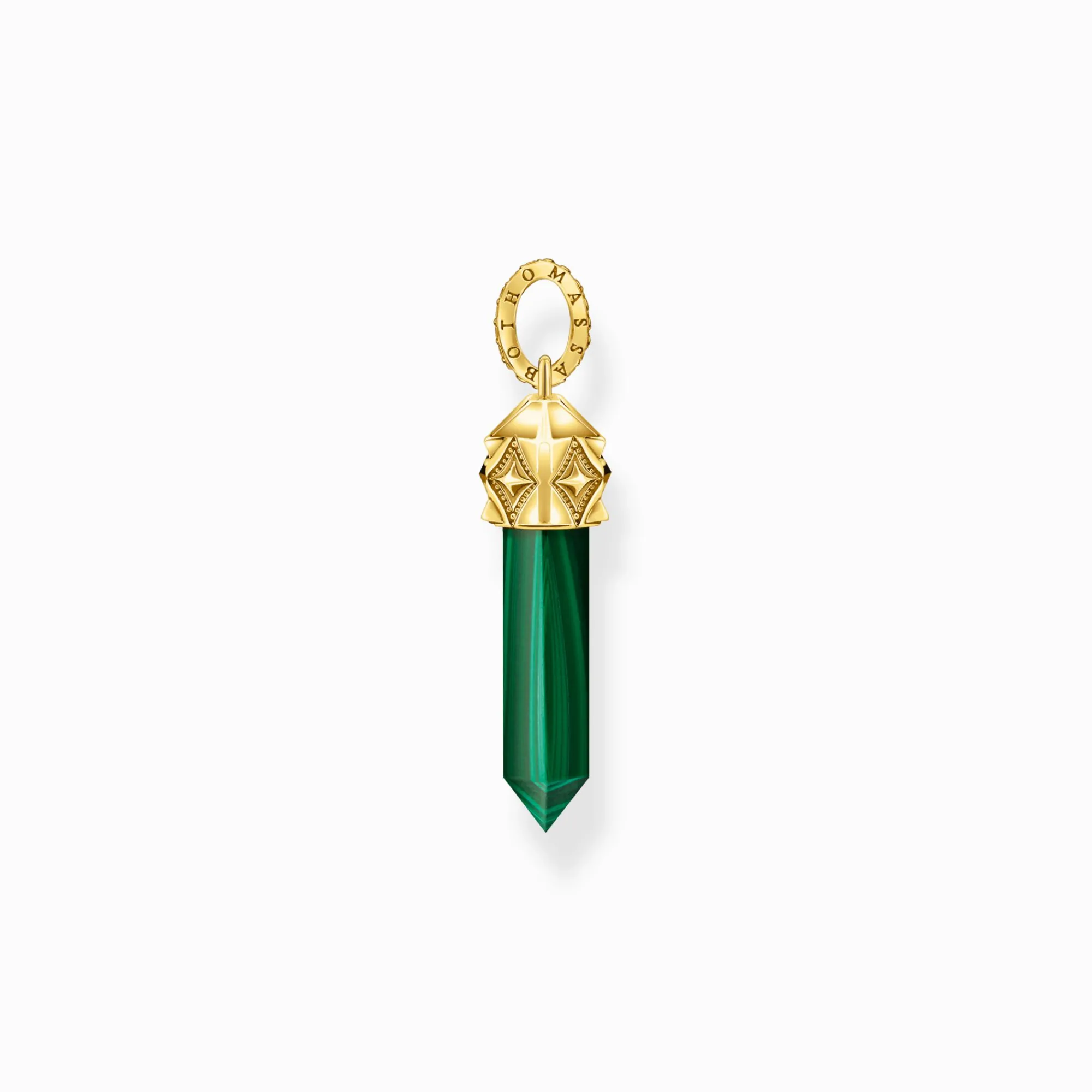 Women THOMAS SABO Pendants|Pendants-Gold-plated pendant with hexagon-cut green malachite