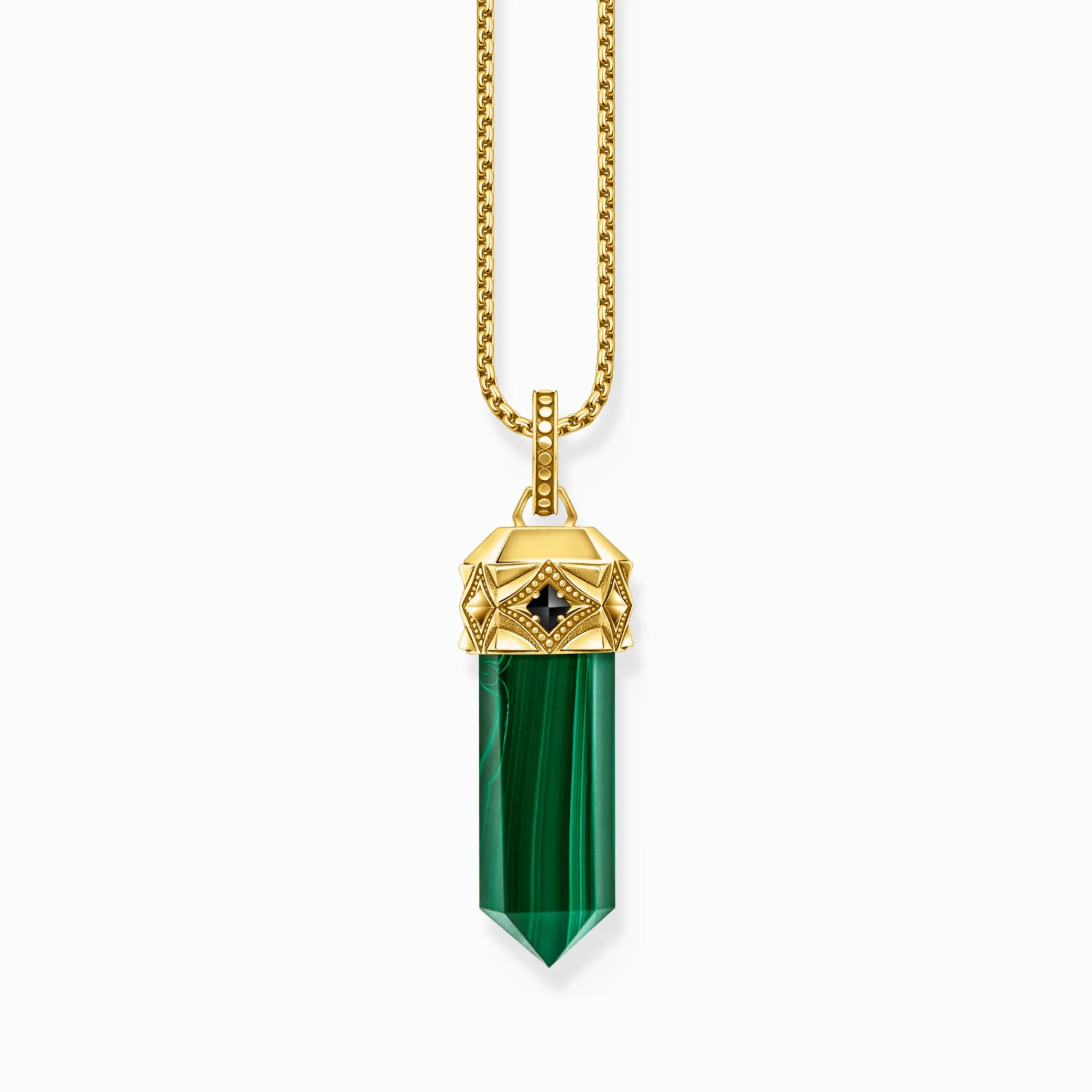 Women THOMAS SABO Pendants|Pendants-Gold-plated pendant with hexagon-cut green malachite