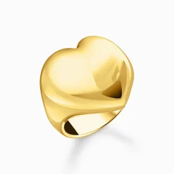 Women THOMAS SABO Rings|18-Carat Gold-Plating - 925 Silver-Gold-plated ring heart-shaped