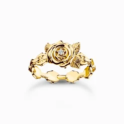Women THOMAS SABO Rings|18-Carat Gold-Plating - 925 Silver-Gold-plated ring Roses Romance