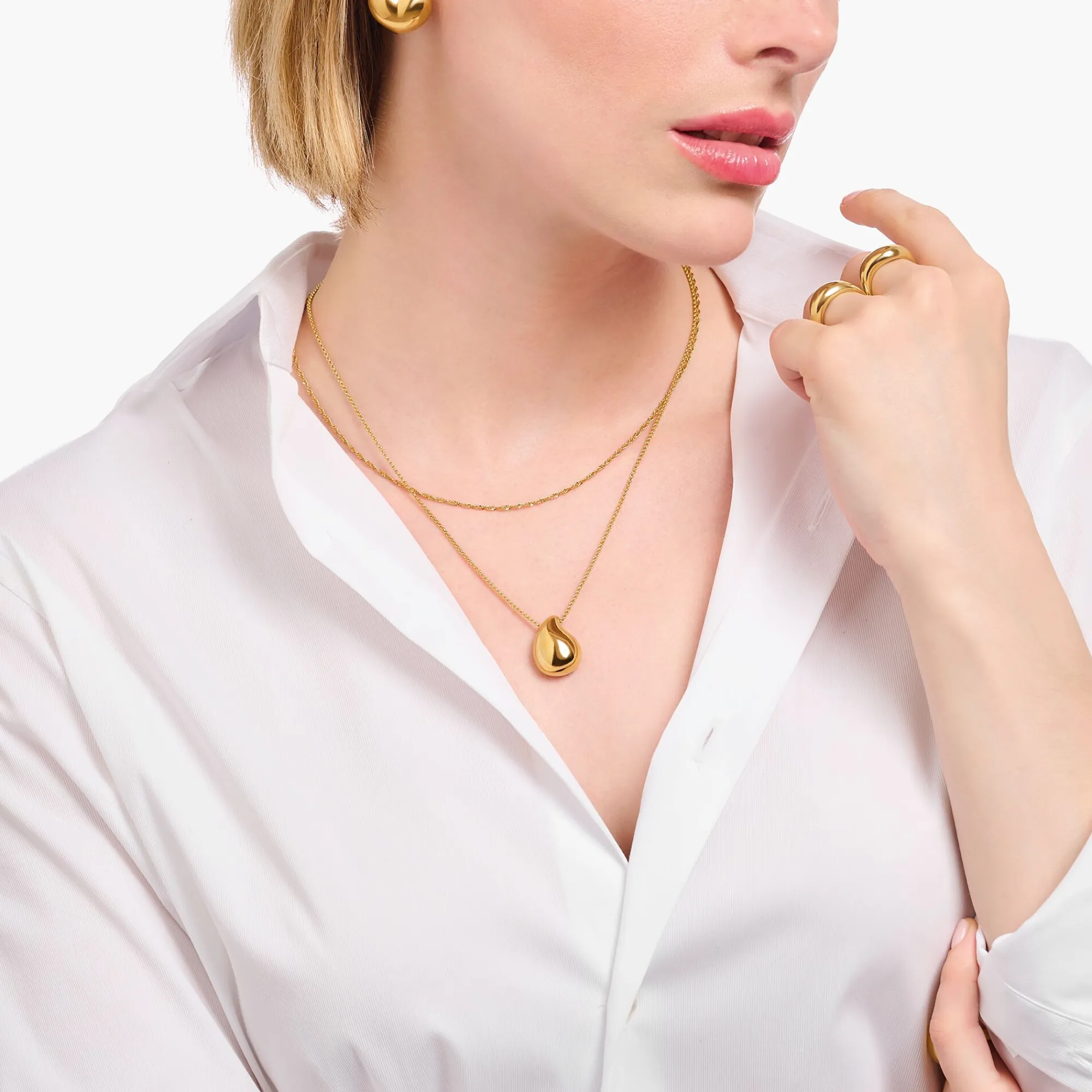 Women THOMAS SABO Necklaces|18-Carat Gold-Plating - 925 Silver-Gold-plated singaporean necklace Thickness 1,70 mm (0,07 Inch)