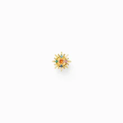 Women THOMAS SABO Ear Studs|18-Carat Gold-Plating - 925 Silver-Gold-plated single ear stud sun with colourful stones