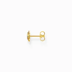Women THOMAS SABO Ear Studs|18-Carat Gold-Plating - 925 Silver-Gold-plated single ear stud sun with colourful stones