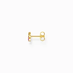 Women THOMAS SABO Ear Studs|18-Carat Gold-Plating - 925 Silver-Gold-plated single ear stud palm tree with colourful stones
