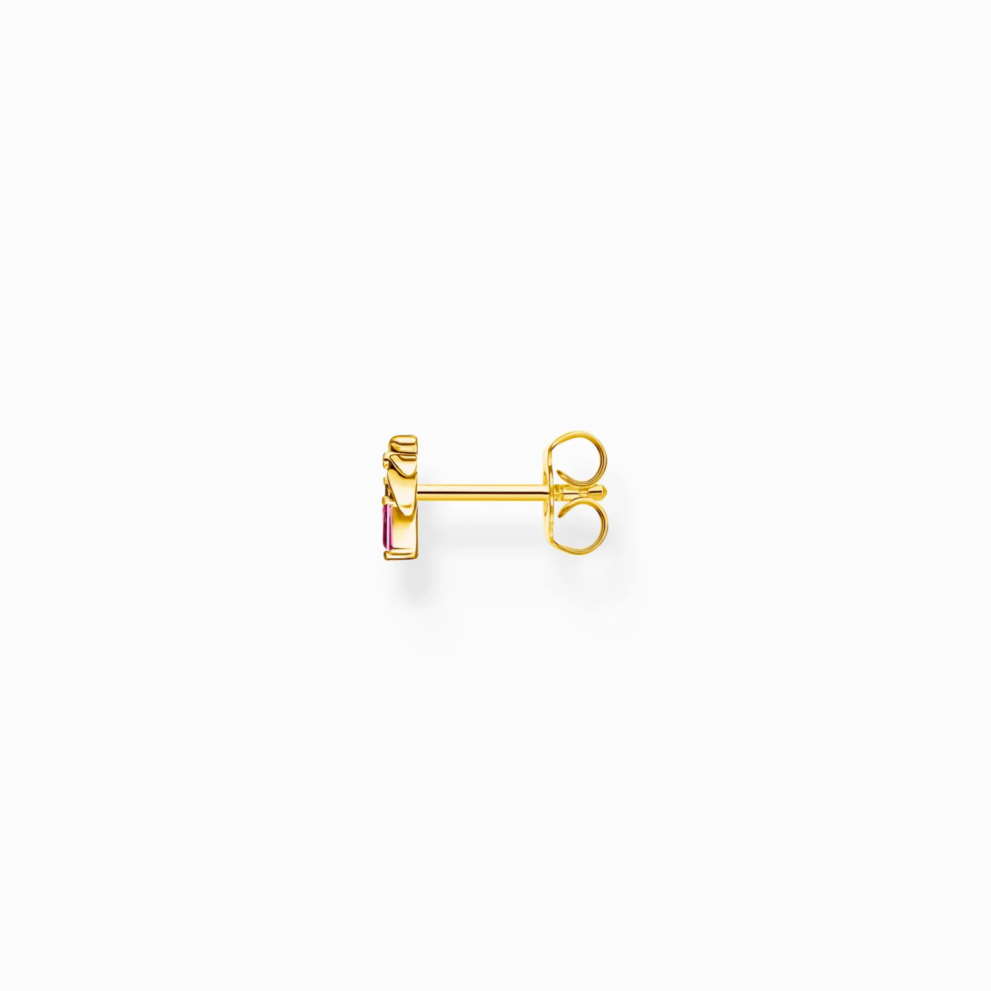 Women THOMAS SABO Ear Studs|18-Carat Gold-Plating - 925 Silver-Gold-plated single ear stud palm tree with colourful stones