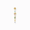 Women THOMAS SABO Earrings|18-Carat Gold-Plating - 925 Silver-Gold-plated single earring with colourful sun, palm tree & cactus