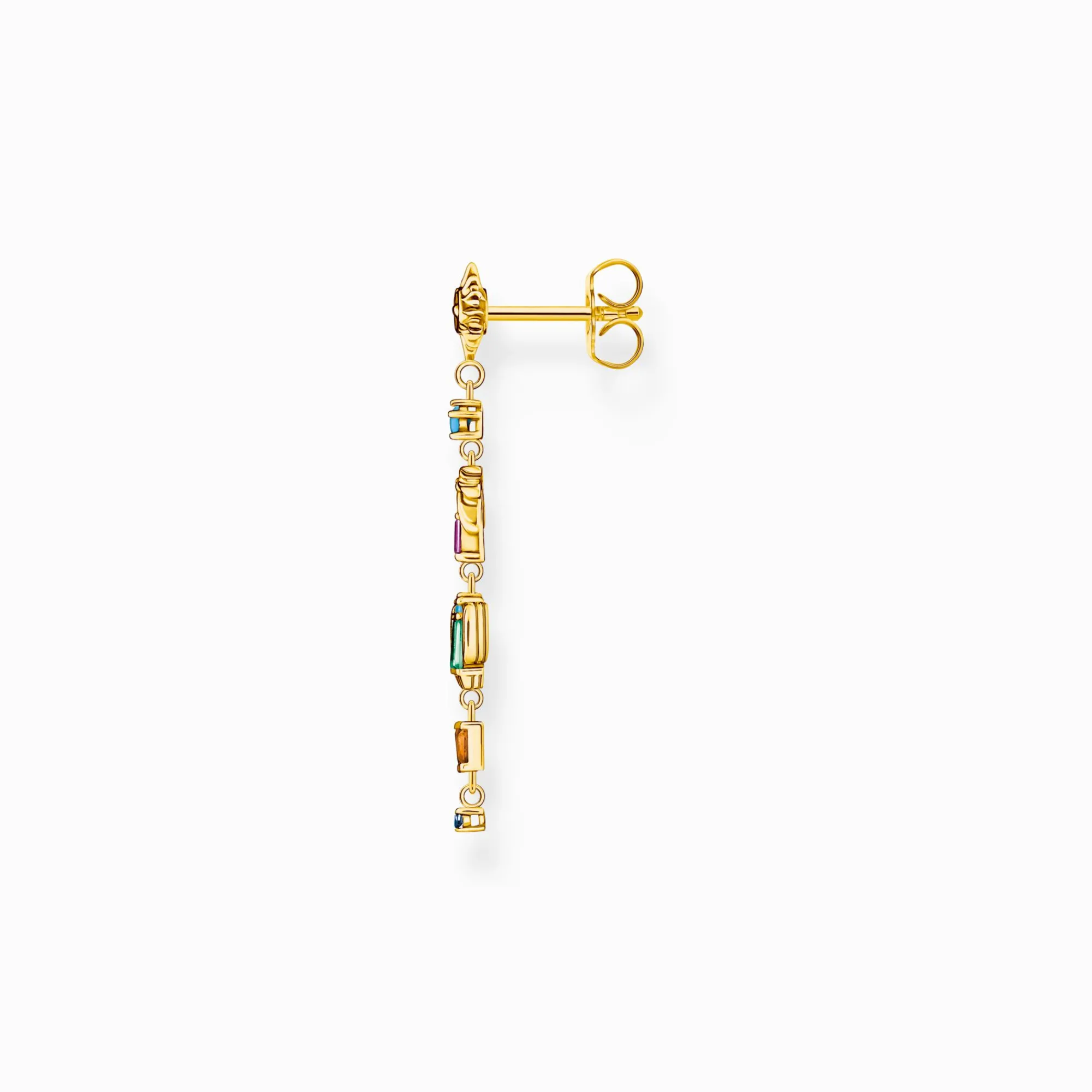 Women THOMAS SABO Earrings|18-Carat Gold-Plating - 925 Silver-Gold-plated single earring with colourful sun, palm tree & cactus