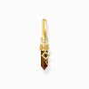 Women THOMAS SABO Hoop Earrings|Ear Studs & Hoops-Gold-plated single hoop earring with red tiger's eye pendant