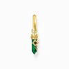 Women THOMAS SABO Hoop Earrings|Ear Studs & Hoops-Gold-plated single hoop earring with green malachite pendant