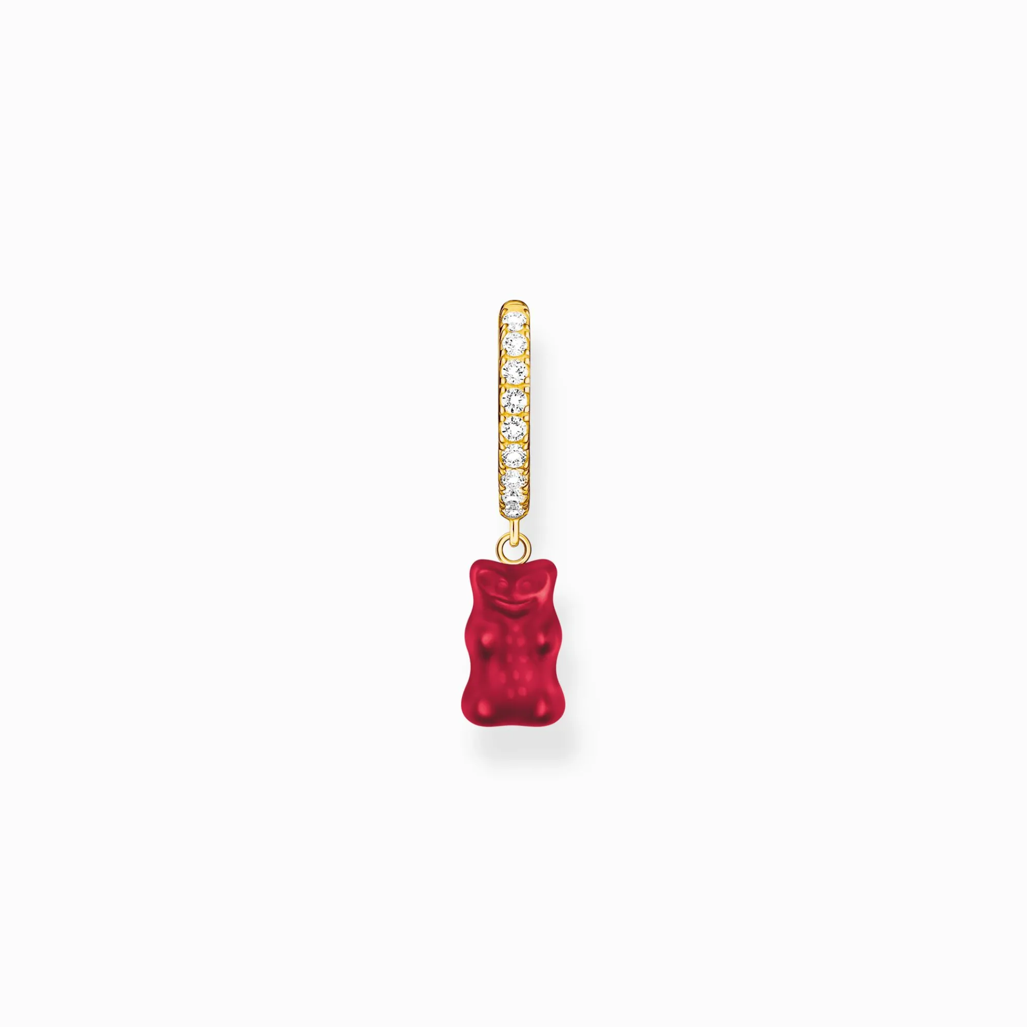 Women THOMAS SABO Hoop Earrings|Hoop Earrings-Gold-plated single hoop earring with red goldbears & zirconia
