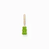Women THOMAS SABO Hoop Earrings|18-Carat Gold-Plating - 925 Silver-Gold-plated single hoop earring with green goldbears & zirconia