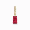 Women THOMAS SABO Hoop Earrings|18-Carat Gold-Plating - 925 Silver-Gold-plated single hoop earring medium sized with red goldbears