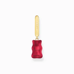 Women THOMAS SABO Hoop Earrings|18-Carat Gold-Plating - 925 Silver-Gold-plated single hoop earring medium sized with red goldbears