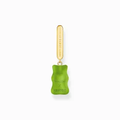 Women THOMAS SABO Hoop Earrings|18-Carat Gold-Plating - 925 Silver-Gold-plated single hoop earring medium sized with green goldbears