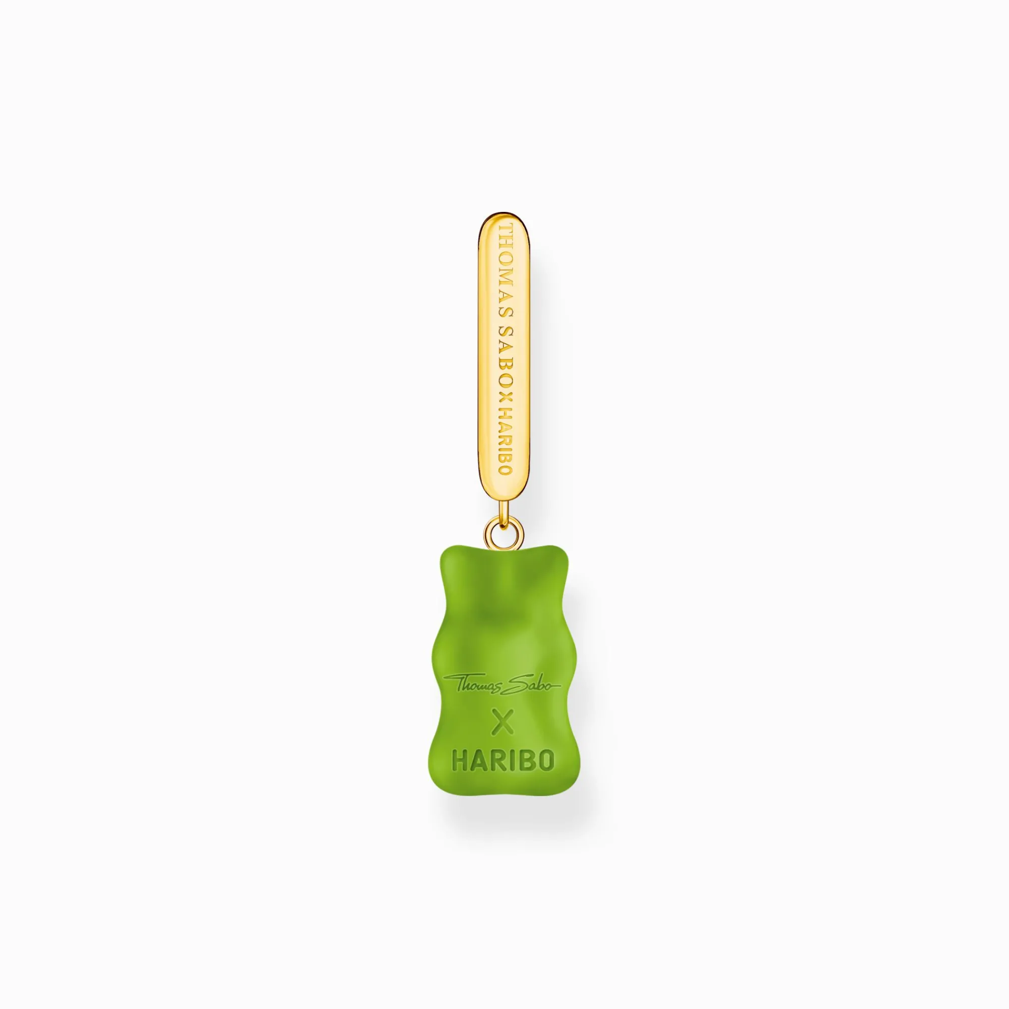 Women THOMAS SABO Hoop Earrings|18-Carat Gold-Plating - 925 Silver-Gold-plated single hoop earring medium sized with green goldbears