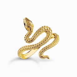 Women THOMAS SABO Rings|18-Carat Gold-Plating - 925 Silver-Gold-plated snake ring Tempting Romance