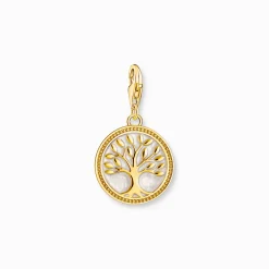 Women THOMAS SABO Charms|Charms-Gold-plated Tree-of-love charm pendant with white cold enamel