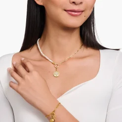 Women THOMAS SABO Charms|Charms-Gold-plated Tree-of-love charm pendant with white cold enamel